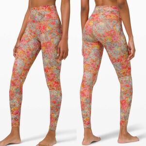 Lululemon Align Pant Leggings 28" Sz 4 Floral Pink Grey Yoga